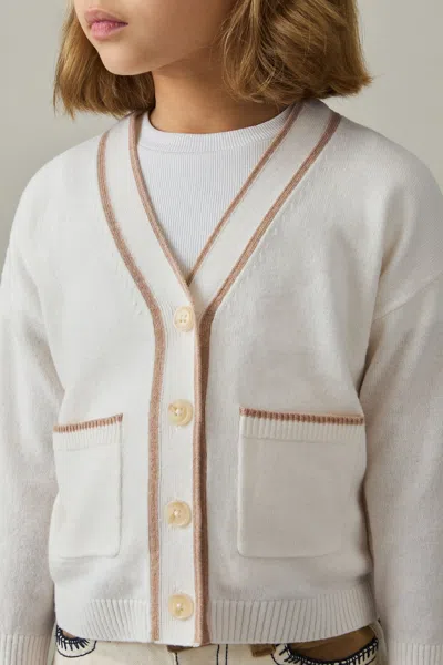 Reiss Cream Juni 9-13 Yrs Wool-blend Tipped Cardigan