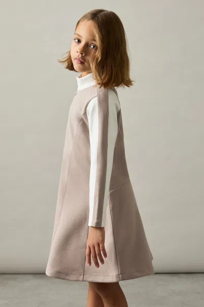 Reiss Ecru Kelly 9-13 Yrs Jersey Contrast-stitch Flared Dress