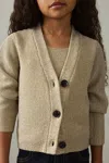 Reiss Gold 9-13 Yrs Metallic-knit V-neck Cardigan