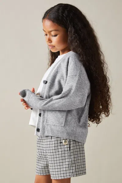 Reiss Grey Senior Relaxed Wool-cashmere Cardigan