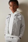 Reiss Grey Melange 9-13 Yrs Textured Cotton Blend Jacket In Grey Melange