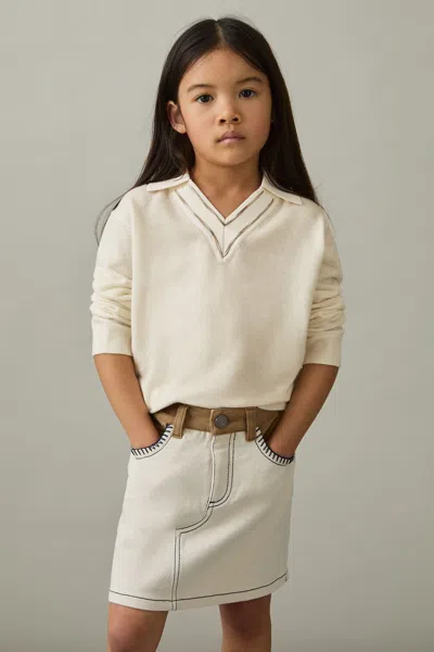 Reiss Ivory 9-13 Yrs Wool Collared Cricket Jumper