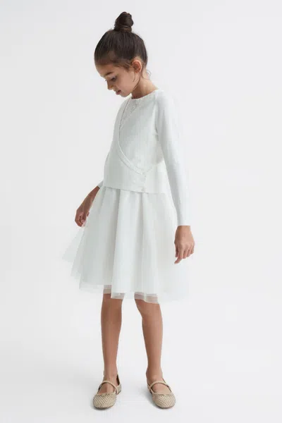 Reiss Ivory Matilda 9-12 Yrs V-neck Wrap Cardigan