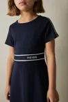 Reiss Navy Lowri 9-13 Yrs Interlock-jersey Logo-waistband Dress