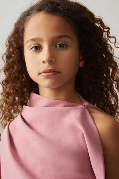 Reiss Kids' Pink 9-13 Yrs One-shoulder Draped Dress