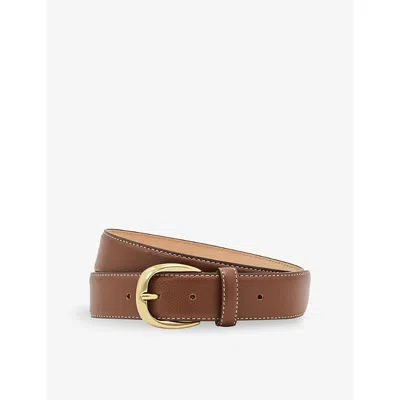 Reiss Mens Pierce Pebble Leather Belt Tan