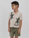 Reiss Kids' Reggie Jr. Lizard Appliqué Camp Shirt