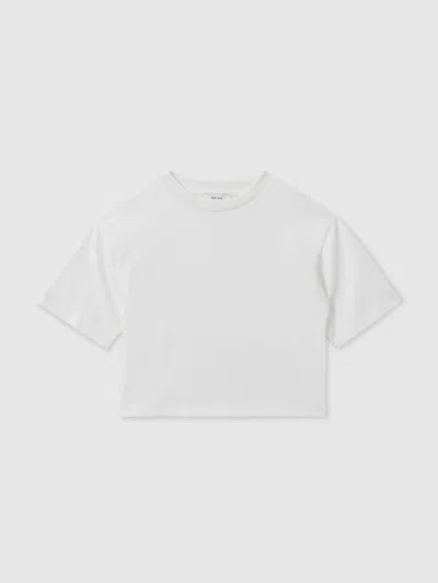 REISS REISS IVORY CASSY 9-13 YRS OVERSIZED COTTON CREW-NECK T-SHIRT