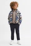 Reiss Ecru Multi Senior Relaxed Sherpa Zip-through Jacket In Ecru Multi
