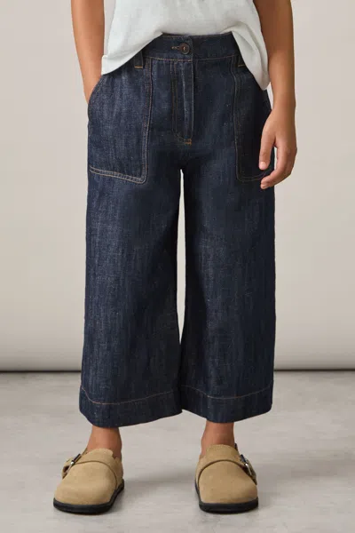 Reiss Indigo Cotton-linen Wide Leg Trousers