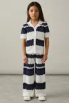 Reiss Navy Alba 9-13 Yrs Zig-zag Pointelle-knit Trousers In Navy