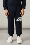 Reiss Navy Cotton-blend Logo Script Joggers
