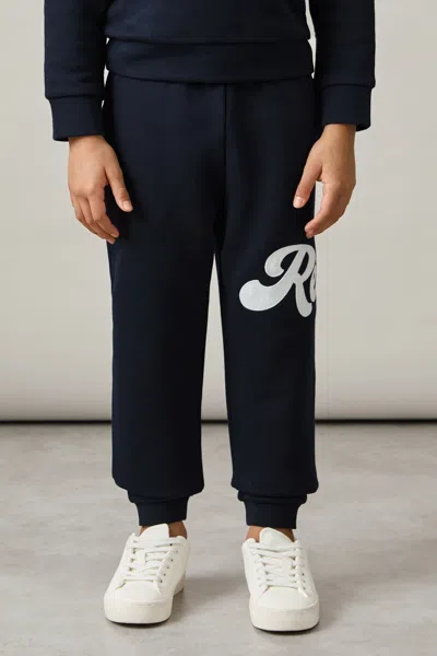 Reiss Navy Cotton-blend Logo Script Joggers