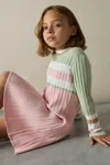 Reiss Girls Pink & Green Rib Knit Skater Dress