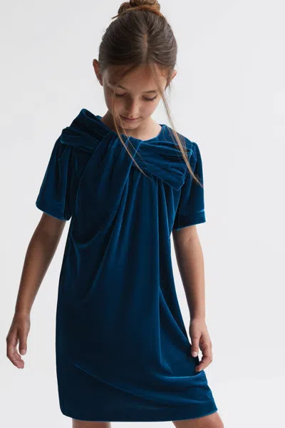 Reiss Kids' Little Girl's & Girl's Frankie Velvet Dress In Teal