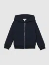 Reiss Navy Hybrid Quilt And Knit Zip-through Jacket