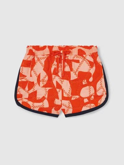 Reiss Multi 13-14 Yrs Cotton Graphic-print Quilted Shorts In Red