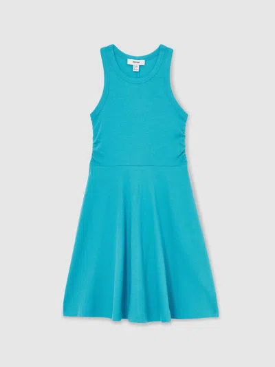 Reiss Kids' Teal 13-14 Yrs Jersey Ruched Skater Dress In Blue