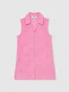 Reiss Pink 13-14 Yrs Textured Towelling Zip-through Dress In Pink
