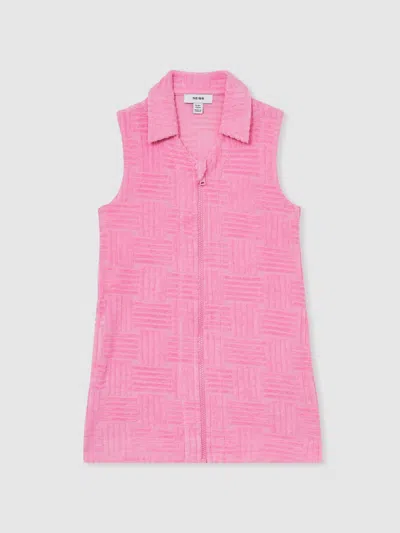 Reiss Kids' Pink 13-14 Yrs Textured Towelling Zip-through Dress