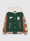 Reiss Green/tobacco Brown 13-14 Yrs Home-run Colourblock Bomber Jacket In Black