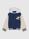 Reiss Airforce Blue/off White 13-14 Yrs Logo Patch Hooded Varsity Jacket In Blue