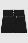 Reiss Black 9-13 Yrs Piqué Zip-detail Mini Skirt In Black