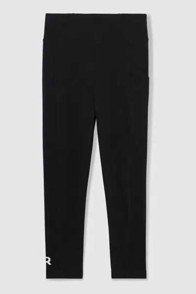 Reiss Black Stretch Logo Print Leggings