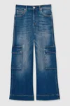 Reiss Blue 13-14 Yrs Wide-leg Cargo-pocket Jeans