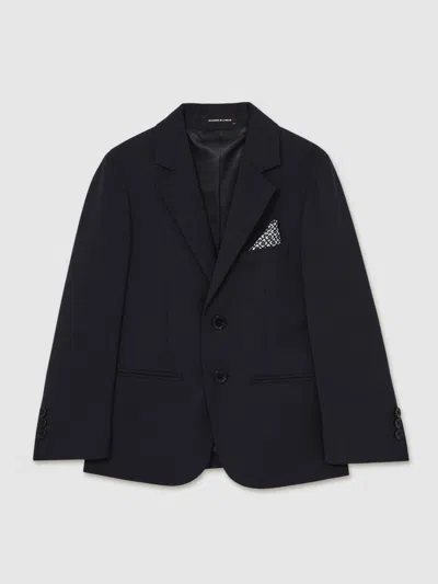 Reiss Navy 13-14 Yrs Wool-blend Single-breasted Suit Blazer In Blue