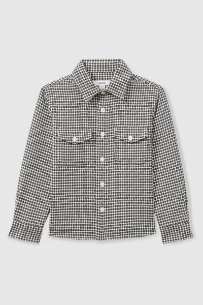 Reiss Blue Logic Dogtooth Twill Overshirt