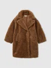 Reiss Brown 4-9 Yrs Longline Teddy Coat With Wool In Brown