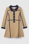 Reiss Camel Nic Panel-intarsia Jersey Dress In Camel