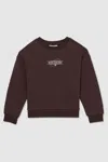 Reiss Chocolate Brown/off White 13-14 Yrs Cotton-blend Airlines-print Sweatshirt In Chocolate Brown/off White