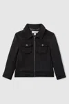 Reiss Dark Indigo Melange Peridoe Wool-blend Melton Trucker Jacket In Dark Indigo Melange