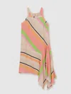 Reiss Multi Holly 9-13 Yrs Stripe-print Handkerchief Dress In Green