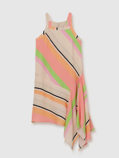 REISS REISS MULTI HOLLY 13-14 YRS STRIPE-PRINT HANDKERCHIEF DRESS