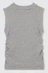 REISS GREY RUCHED VEST TOP