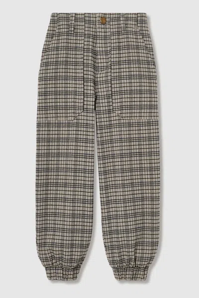 Reiss Grey Check Woven Joggers