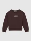 Reiss Chocolate Brown/off White 13-14 Yrs Cotton-blend Airlines-print Sweatshirt