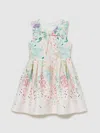 Reiss Pink Print Isabel 13-14 Yrs Floral-print Pleated Scuba Dress In Multi