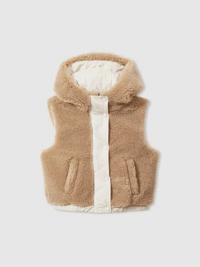 Reiss Kids' Brown Kara 13-14 Yrs Reversible Quilted Borg Gilet In Multi