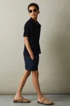Reiss Navy Eden Teen Towelling Cuban Collar Shirt