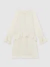 Reiss Lunar Frilled-trim Woven Mini Dress 4-13 In Neutral