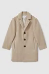 Reiss Oatmeal Gable Teen Single Breasted Overcoat