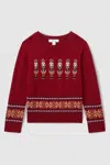 Reiss Red Carthew Nutcracker Intarsia Jumper With Wool And Alpaca In Red