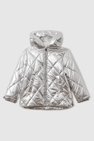 Reiss Silver Jan Quilted Coat