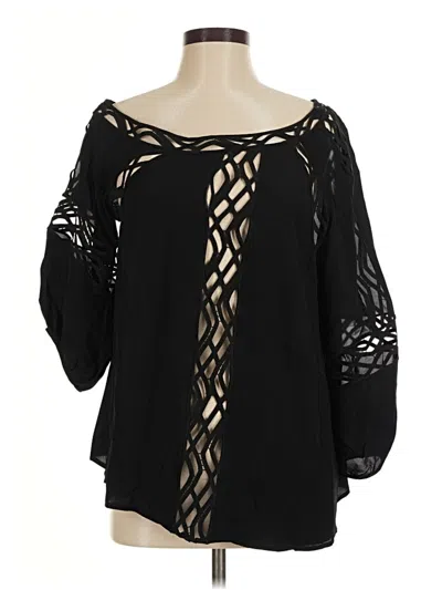 Pre-owned Reiss 3/4 Sleeve Blouse In Black