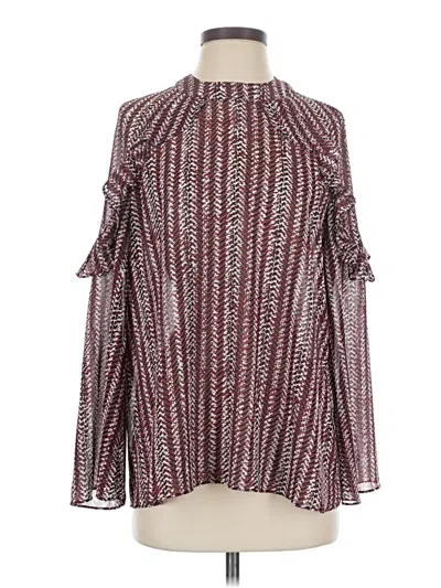 Pre-owned Reiss 3/4 Sleeve Blouse In Burgundy