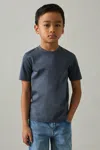 Reiss Airforce Blue Cotton Textured Crew-neck T-shirt In Airforce Blue